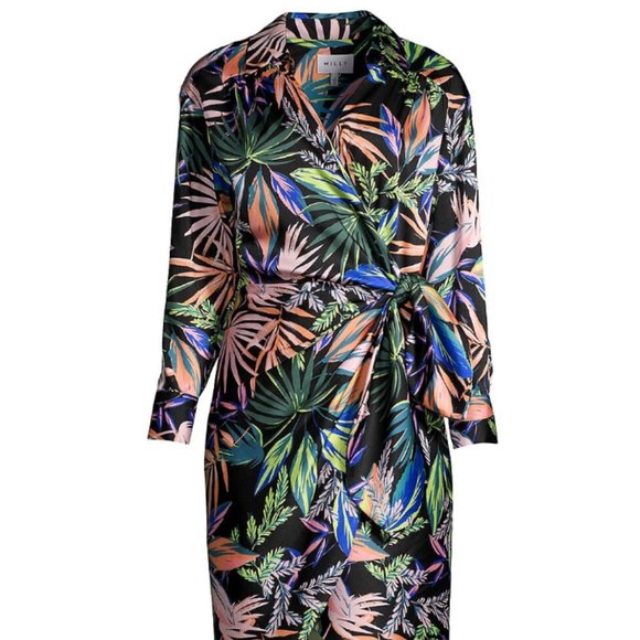 NWT! Milly Jordan Tropical Palm Print Wrap Dress Size US 8 - Picture 1 of 6